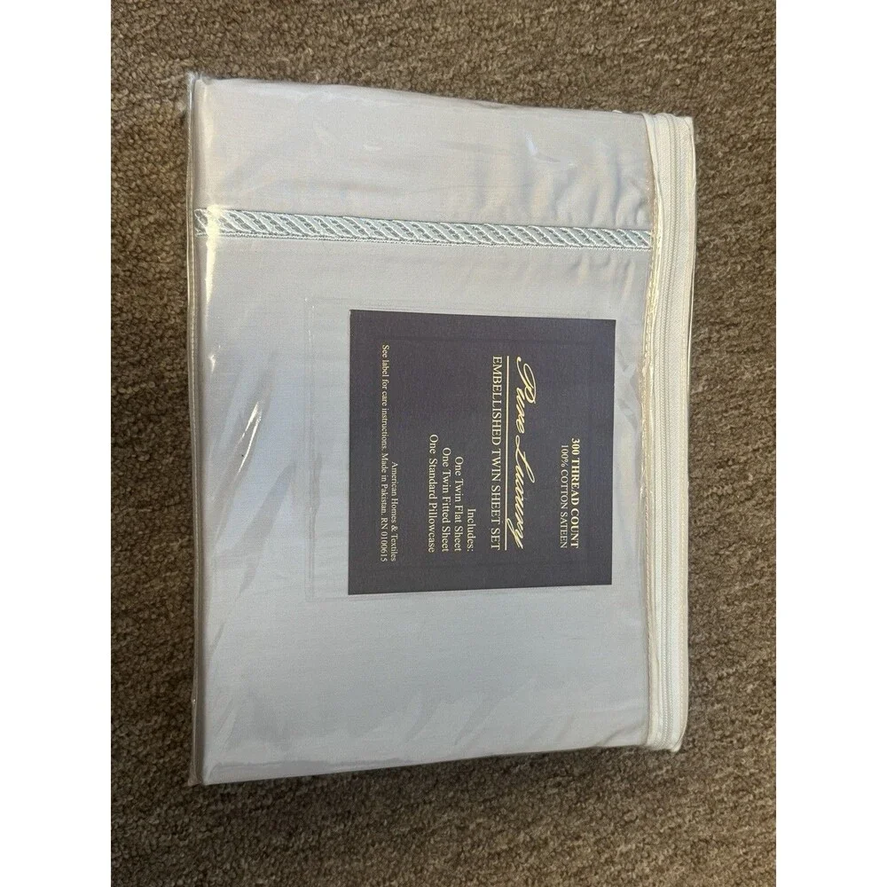 Pure Luxury Embellished Twin Sheet Set NIB Grey Twin Size Bed Sheets